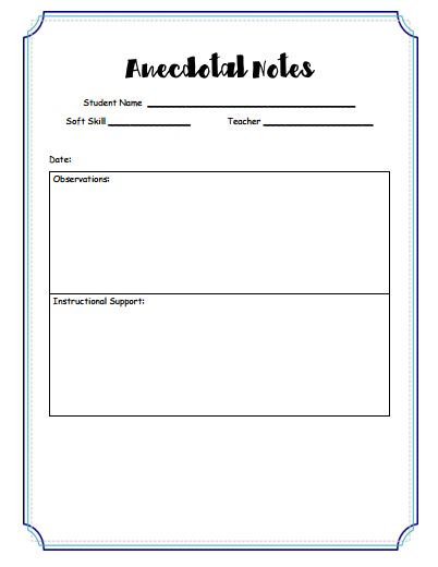 Teacher Anecdotal Notes Template New Business Template